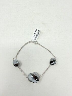 Shop‎ LC Gray Beaded Glass Bracelet in Sterling Silver 7.5" Long 5506